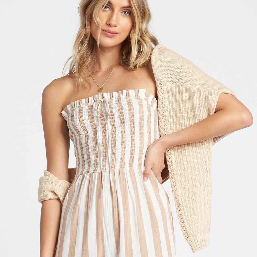Billabong Beige and White Striped Jumpsuit - Picture 2 of 5